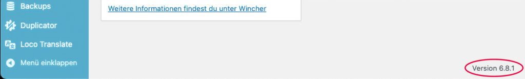Die aktuelle WordPress-Version ist im Backend am unteren Seitenrand zu finden.